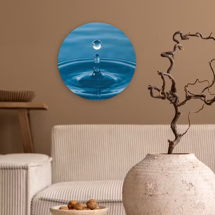 Waterdruppel - Water - Oppervlakte Wandcirkel kunststof plaat 5mm dik klein -sfeer1