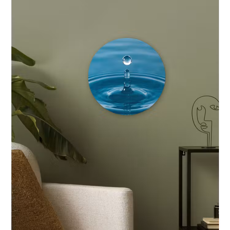 Waterdruppel - Water - Oppervlakte Wandcirkel kunststof plaat 5mm dik klein -sfeer3