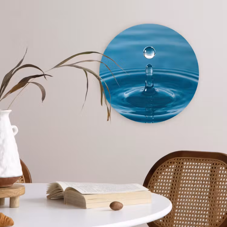 Waterdruppel - Water - Oppervlakte Wandcirkel kunststof plaat 5mm dik klein -sfeer4