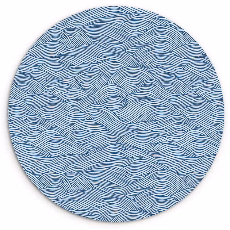 Golven - Ritmisch - Blauw Wandcirkel kunststof plaat 5mm dik klein 188 -3d