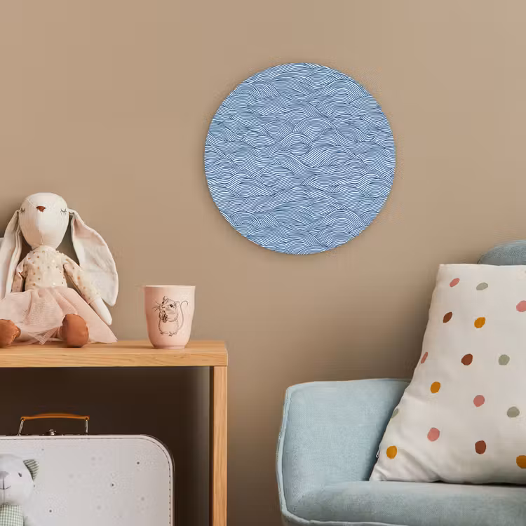 Golven - Ritmisch - Blauw Wandcirkel kunststof plaat 5mm dik klein 188 -tsfeer1_kind