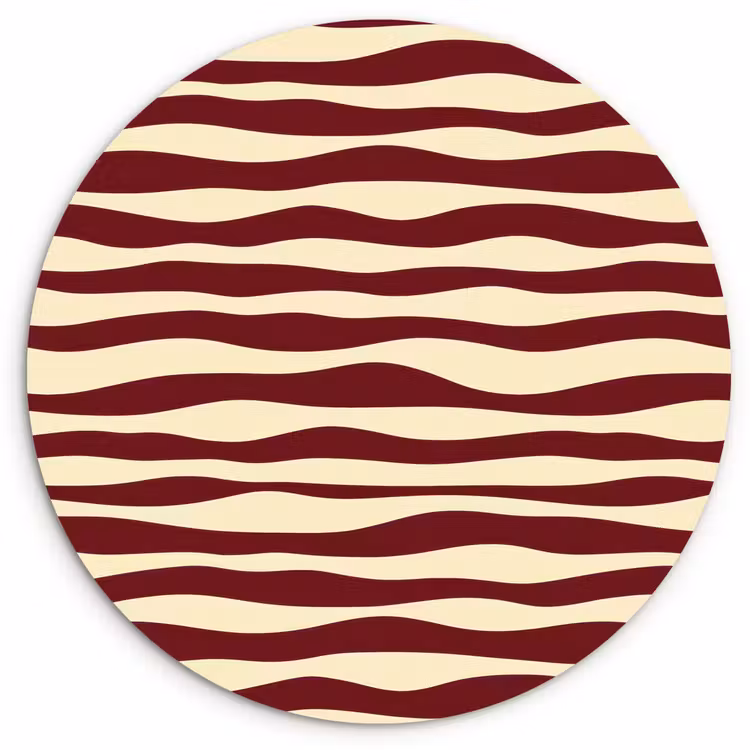 Golven - Rood - Patroon - Crème Wandcirkel kunststof plaat 5mm dik klein 188 -3d