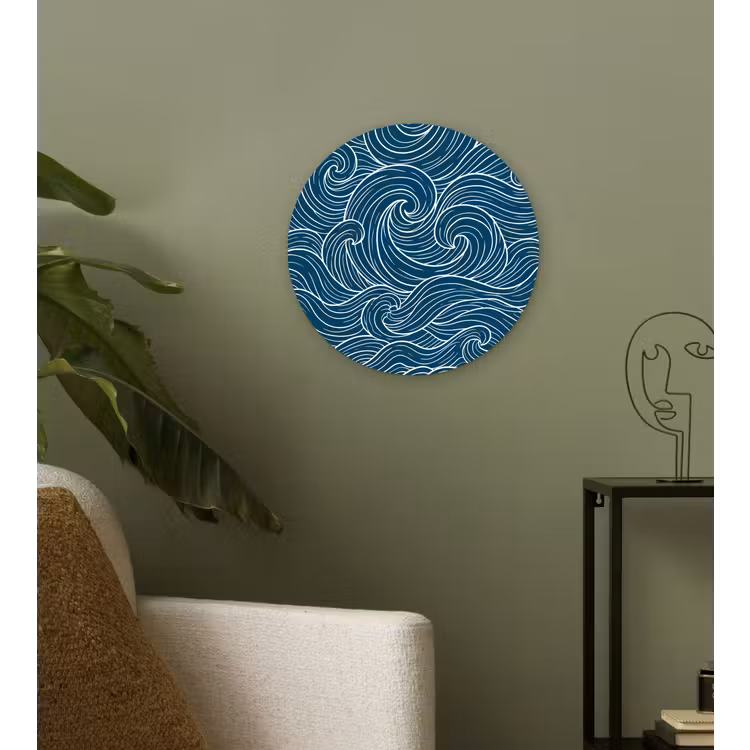 Golven - Spiraal - Water - Abstract - Blauw Wandcirkel kunststof plaat 5mm dik klein -sfeer3