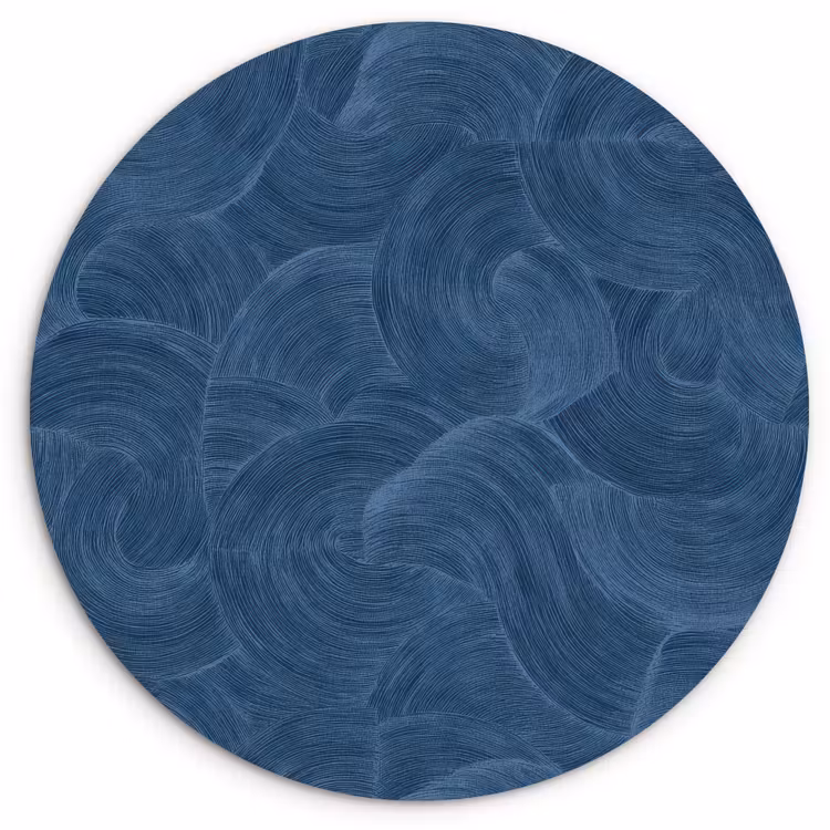 Golven - Textuur - Patroon - Blauw Wandcirkel kunststof plaat 5mm dik klein 188 -3d