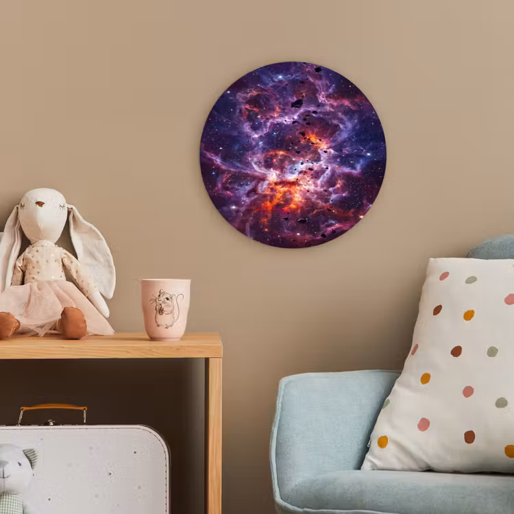 Space - Stars - Abstract - Colorful Wandcirkel kunststof plaat 5mm dik klein -tsfeer1_kind