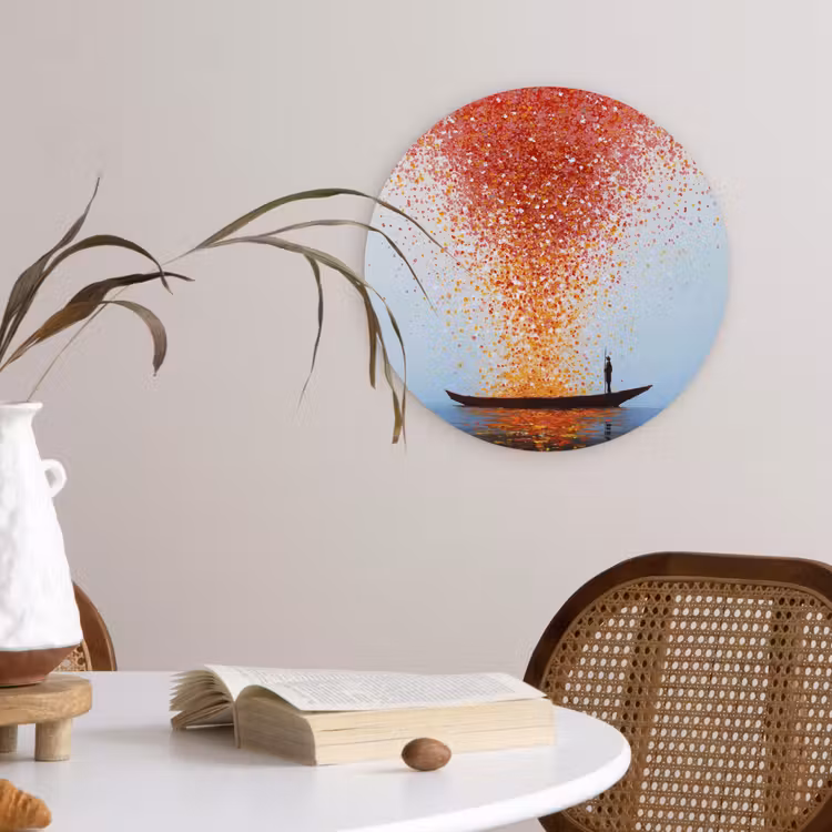 Wolk - Confetti - Boot - Wateroppervlakte Wandcirkel kunststof plaat 5mm dik klein -sfeer4