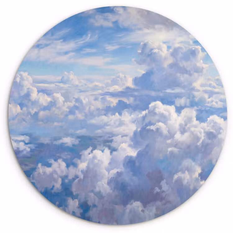 Wolken - Lucht - Natuur - Abstract - Blauw Wandcirkel kunststof plaat 5mm dik klein -3d