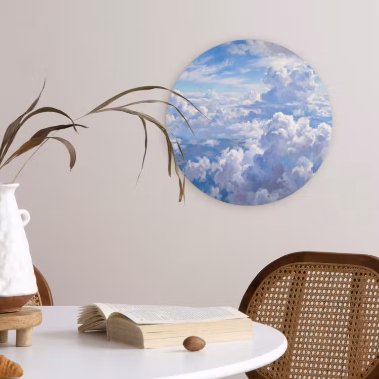 Wolken - Lucht - Natuur - Abstract - Blauw Wandcirkel kunststof plaat 5mm dik klein -sfeer4