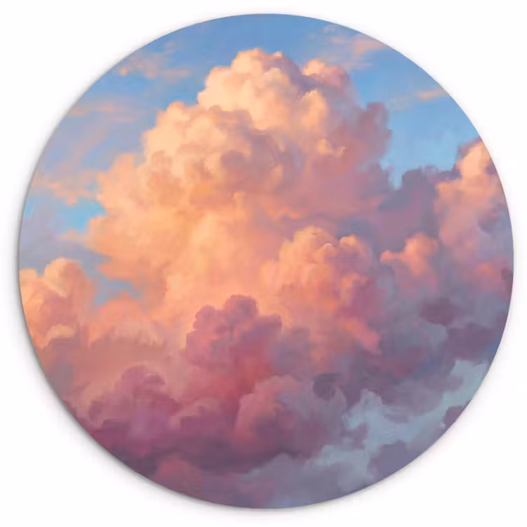 Wolken - Lucht - Natuur - Abstract - Kleurrijk Wandcirkel kunststof plaat 5mm dik klein -3d