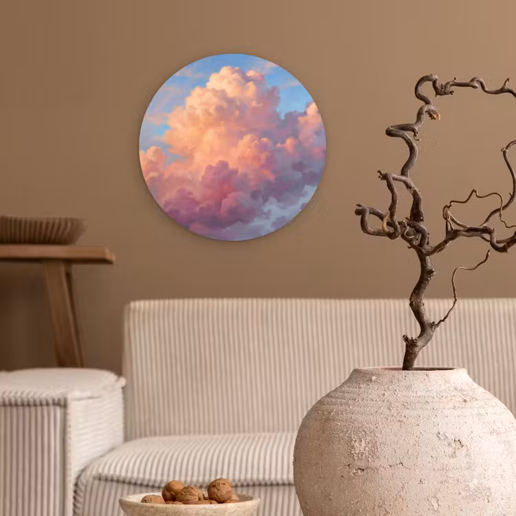 Wolken - Lucht - Natuur - Abstract - Kleurrijk Wandcirkel kunststof plaat 5mm dik klein -sfeer1