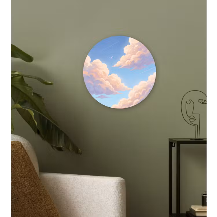 Wolken - Lucht - Natuur - Blauw Wandcirkel kunststof plaat 5mm dik klein -sfeer3