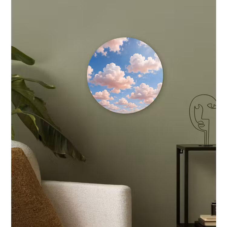 Wolken - Hemel - Natuur - Licht - Blauw Wandcirkel kunststof plaat 5mm dik klein -sfeer3