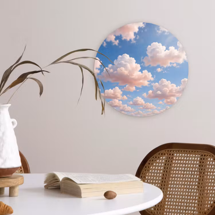 Wolken - Hemel - Natuur - Licht - Blauw Wandcirkel kunststof plaat 5mm dik klein -sfeer4