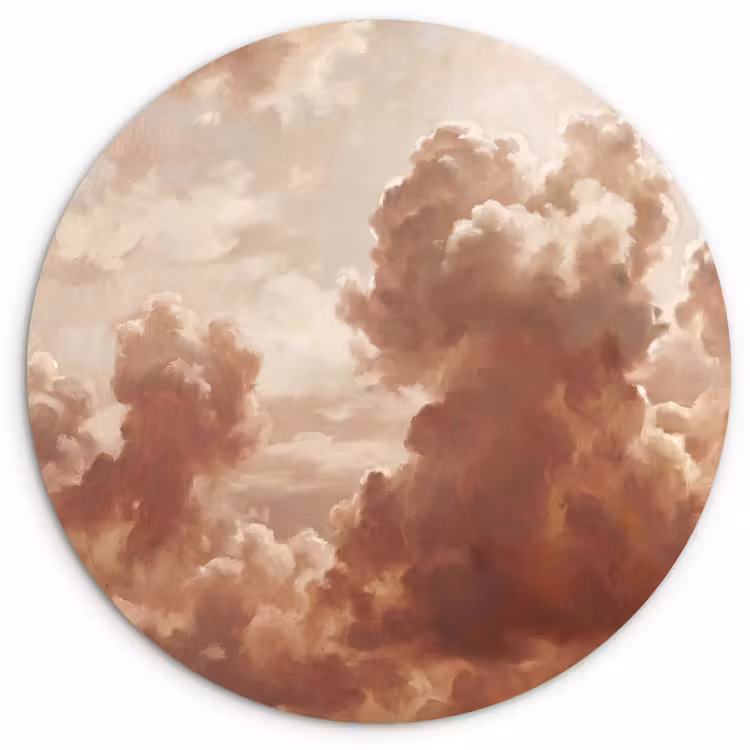 Wolken - Lucht - Natuur - Modern - Bruin Wandcirkel kunststof plaat 5mm dik klein -3d