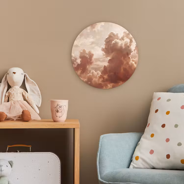 Wolken - Lucht - Natuur - Modern - Bruin Wandcirkel kunststof plaat 5mm dik klein -tsfeer1_kind