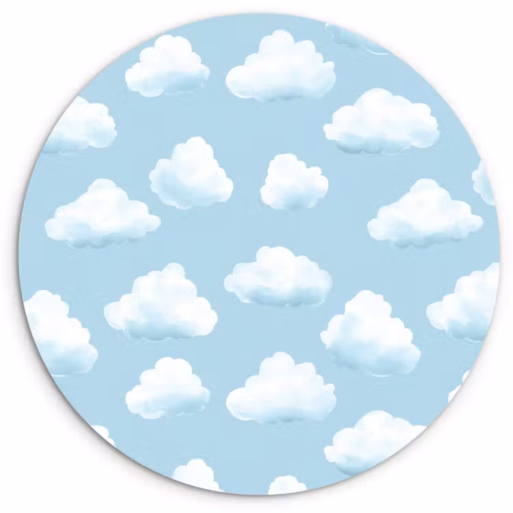 Wolken - Illustratie - Blauw Wandcirkel kunststof plaat 5mm dik klein 188 -3d