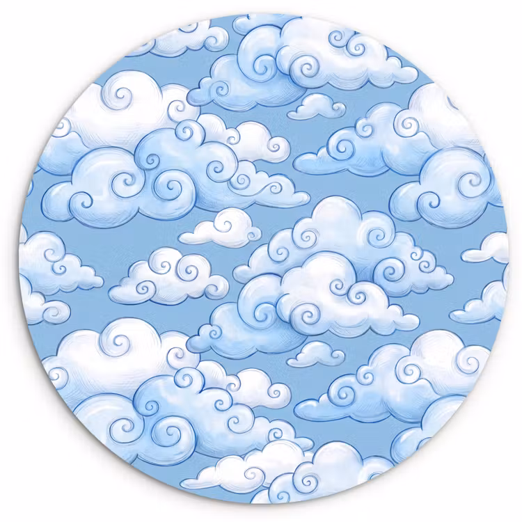 Wolken - Patroon - Hemel - Illustratie - Wit Wandcirkel kunststof plaat 5mm dik klein -3d