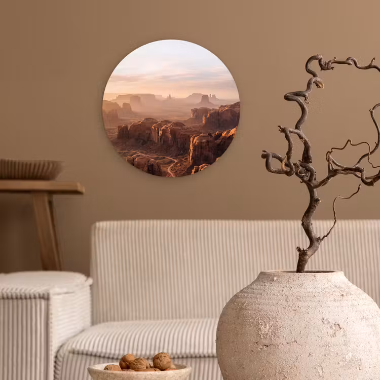 Woestijn - Landschap - Natuur Wandcirkel kunststof plaat 5mm dik klein -sfeer1