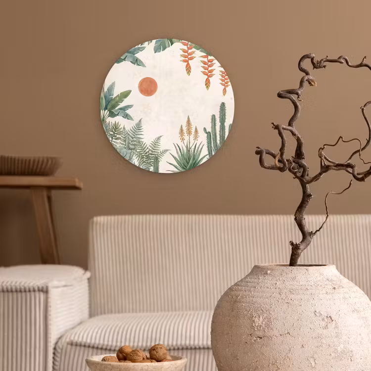 Woestijn - Planten - Groen Wandcirkel kunststof plaat 5mm dik klein -sfeer1
