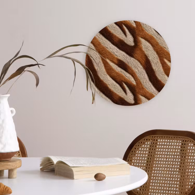 Zebra - Bruin - Patroon Wandcirkel kunststof plaat 5mm dik klein 188 -sfeer4
