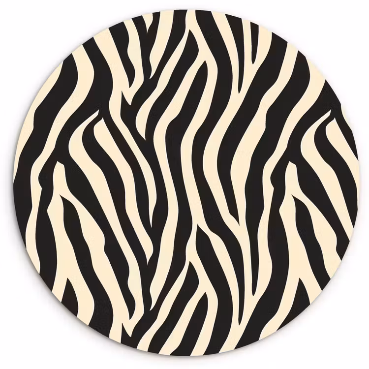 Zebra - Print - Klassiek - Zwart Wandcirkel kunststof plaat 5mm dik klein 188 -3d