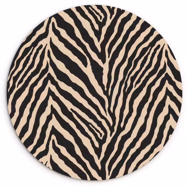 Zebra - Klassiek - Zwart Wandcirkel kunststof plaat 5mm dik klein 188 -3d