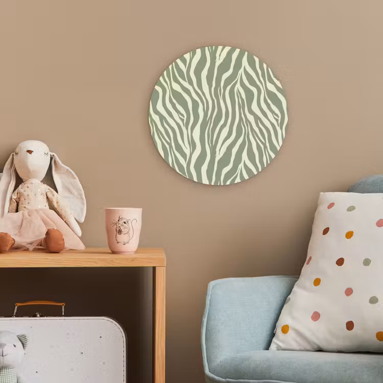 Zebra - Motief - Groen Wandcirkel kunststof plaat 5mm dik klein 188 -tsfeer1_kind
