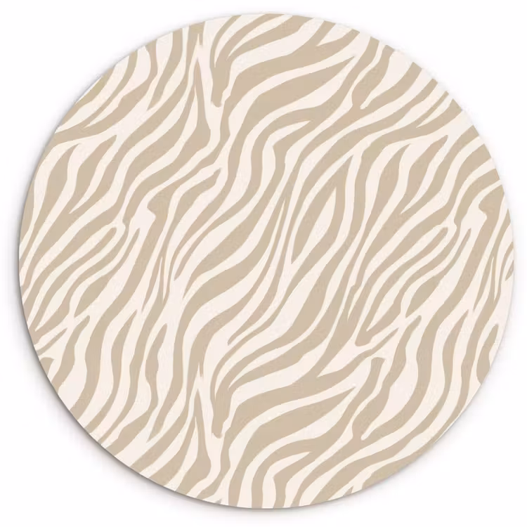 Zebra - Patroon - Beige Wandcirkel kunststof plaat 5mm dik klein 188 -3d