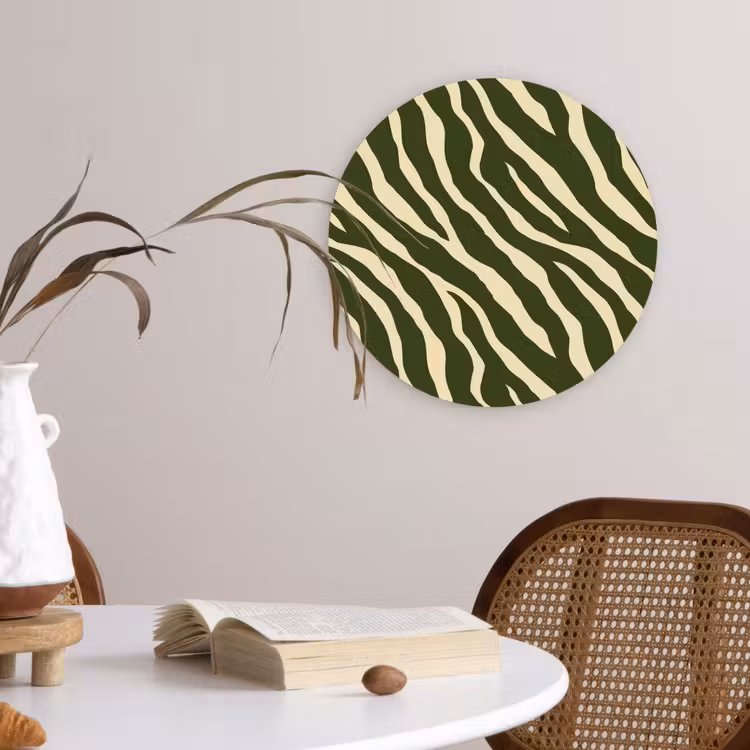 Zebra - Patroon - Groen Wandcirkel kunststof plaat 5mm dik klein 188 -sfeer4