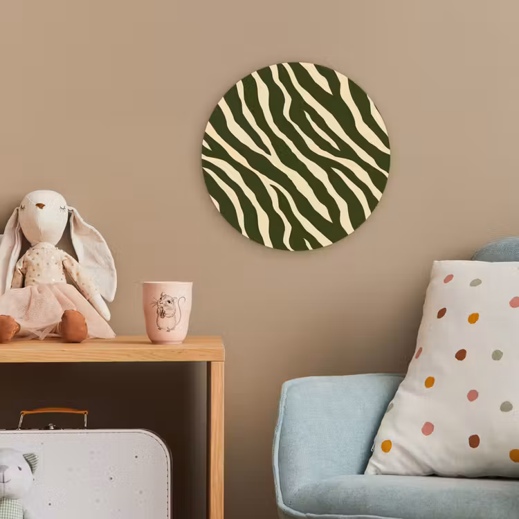 Zebra - Patroon - Groen Wandcirkel kunststof plaat 5mm dik klein 188 -tsfeer1_kind