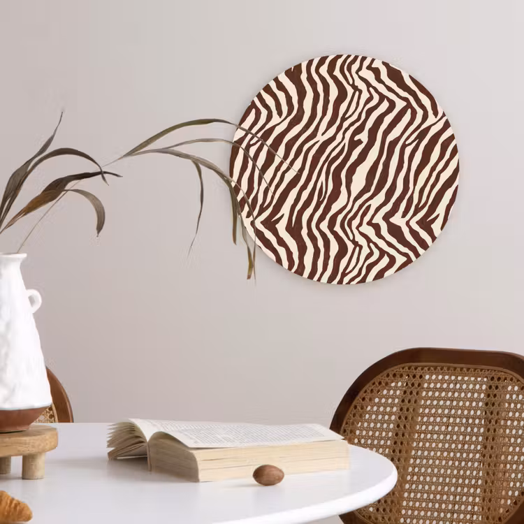 Zebra - Patroon - Zwart - Wit Wandcirkel kunststof plaat 5mm dik klein 188 -sfeer4