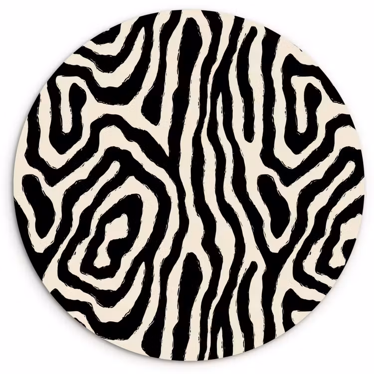 Zebra - Zwart - Abstract Wandcirkel kunststof plaat 5mm dik klein 188 -3d