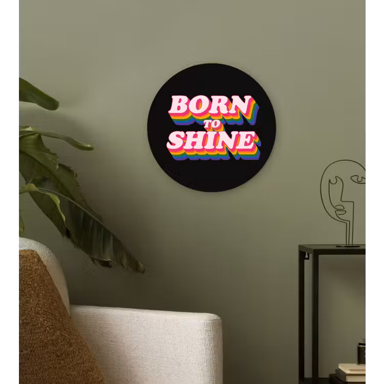 Quote - Regenboog - Roze - Zwart Wandcirkel kunststof plaat 5mm dik klein -sfeer3