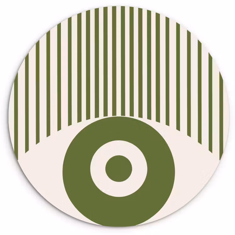 Abstract - Oog - Strepen - Modern - Groen Wandcirkel kunststof plaat 5mm dik klein -3d