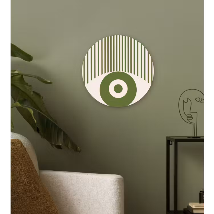 Abstract - Oog - Strepen - Modern - Groen Wandcirkel kunststof plaat 5mm dik klein -sfeer3
