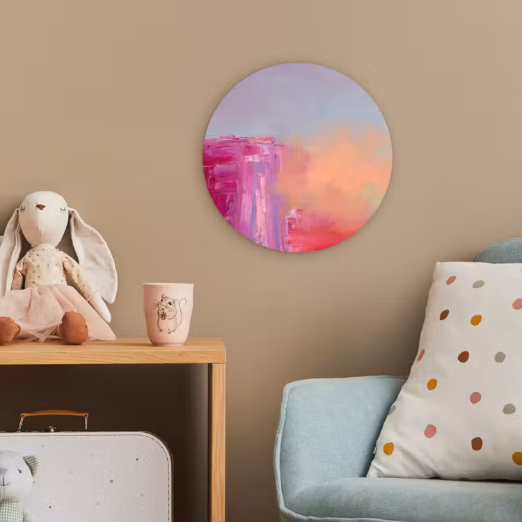 Abstract - Kleuren - Modern - Roze Wandcirkel kunststof plaat 5mm dik klein -tsfeer1_kind