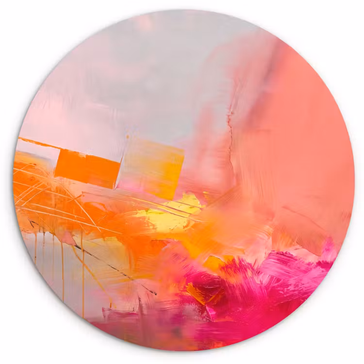 Abstract - Kleurrijk - Modern - Roze Wandcirkel kunststof plaat 5mm dik klein -3d