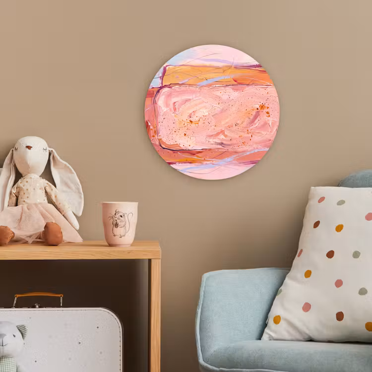 Abstract - Vormen - Modern - Roze Wandcirkel kunststof plaat 5mm dik klein -tsfeer1_kind