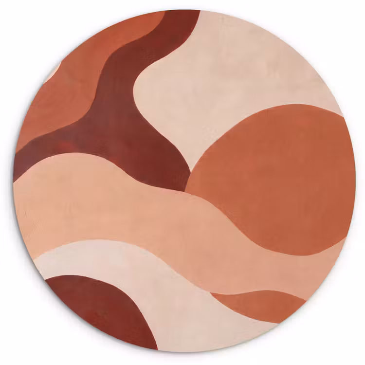 Abstract - Vormen - Organisch - Aardetinten - Modern Wandcirkel kunststof plaat 5mm dik klein -3d