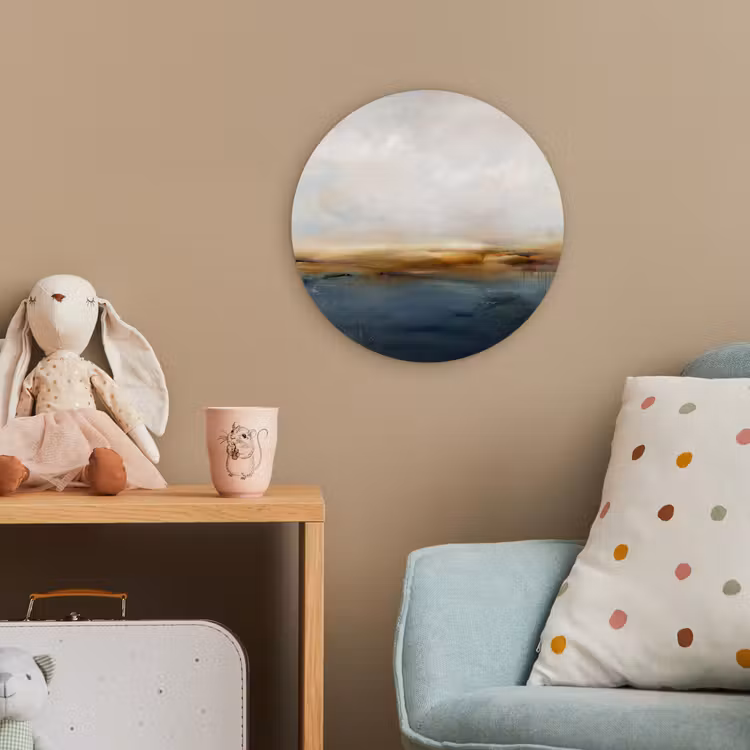Abstract - Horizon - Water - Modern - Beige Wandcirkel kunststof plaat 5mm dik klein -tsfeer1_kind