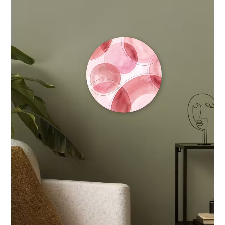 Abstract - Cirkels - Modern - Roze - Kunst Wandcirkel kunststof plaat 5mm dik klein -sfeer3