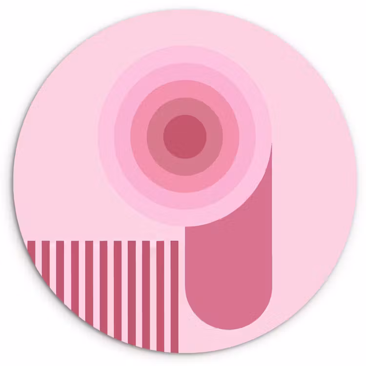 Abstract - Cirkels - Strepen - Modern - Roze Wandcirkel kunststof plaat 5mm dik klein -3d