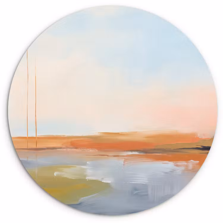 Abstract - Landschap - Horizon - Modern - Kleurrijk Wandcirkel kunststof plaat 5mm dik klein -3d