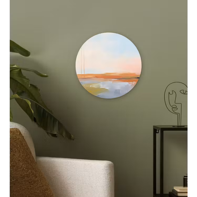 Abstract - Landschap - Horizon - Modern - Kleurrijk Wandcirkel kunststof plaat 5mm dik klein -sfeer3