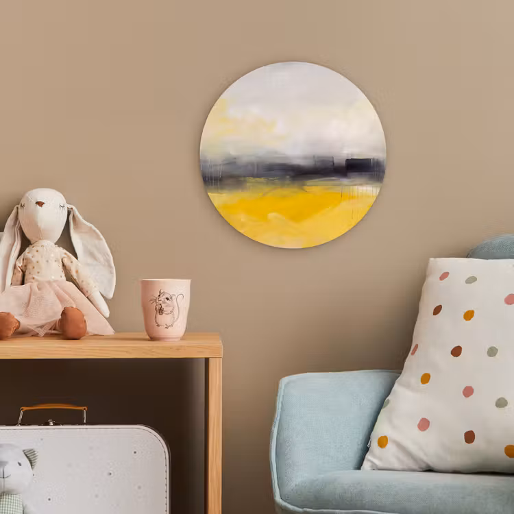 Abstract - Landschap - Modern - Geel Wandcirkel kunststof plaat 5mm dik klein -tsfeer1_kind