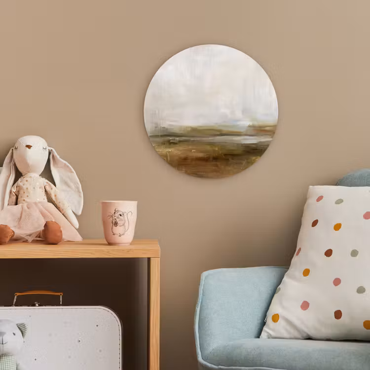 Abstract - Landschap - Natuur - Beige - Bruin Wandcirkel kunststof plaat 5mm dik klein -tsfeer1_kind