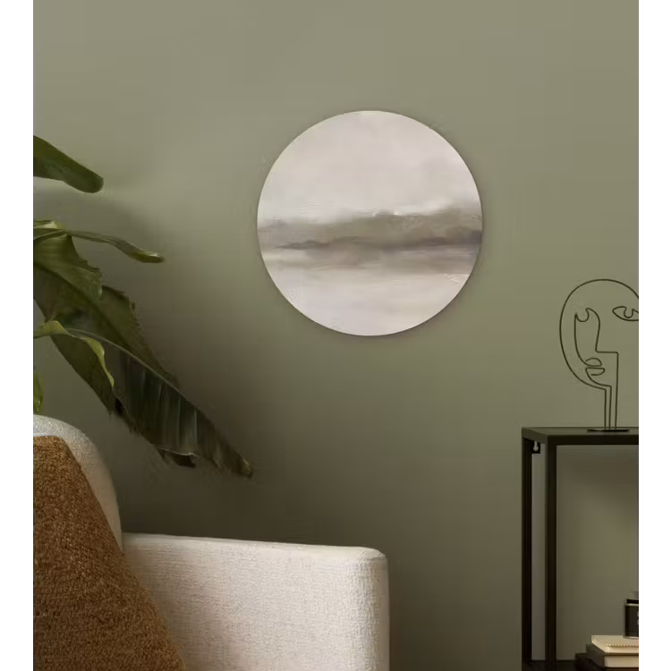 Abstract - Landschap - Nevel - Modern - Grijs Wandcirkel kunststof plaat 5mm dik klein -sfeer3