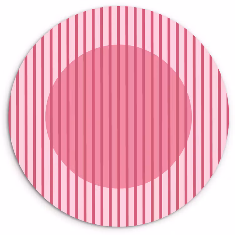 Abstract - Strepen - Ovaal - Roze - Modern Wandcirkel kunststof plaat 5mm dik klein -3d