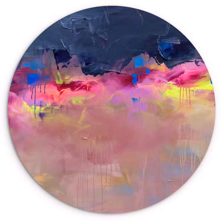 Abstract - Textuur - Kleuren - Modern - Roze Wandcirkel kunststof plaat 5mm dik klein -3d