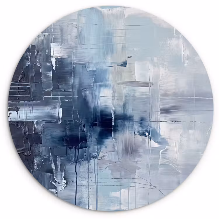Abstract - Textuur - Kunst - Modern - Blauw Wandcirkel kunststof plaat 5mm dik klein -3d